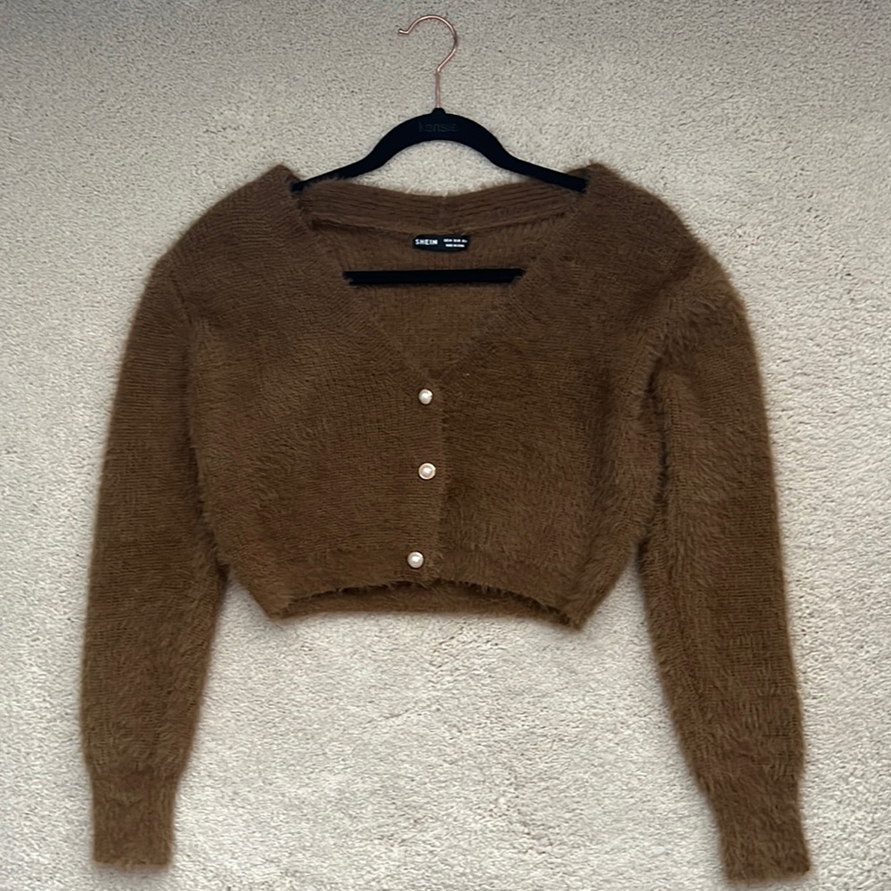 Brown Button Up Shein Sweater